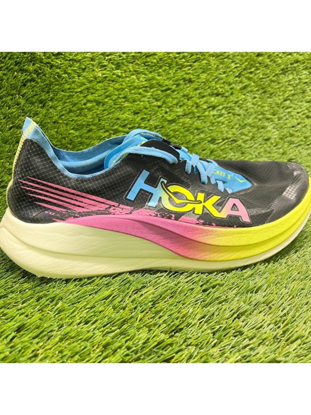 Hoka One One U Rocket X2 Mens Size 10 Black Pink Athletic Running Shoes Sneakers